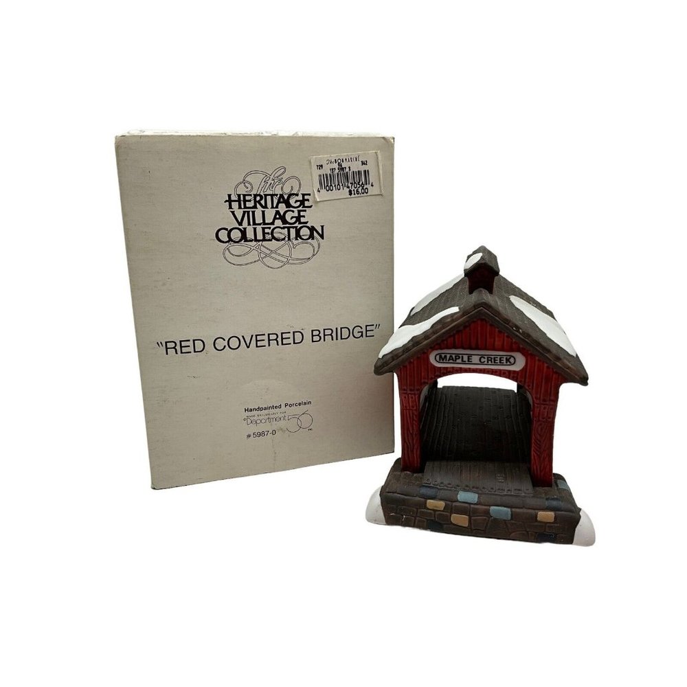 DEPT 56 HERITAGE VILLAGE COLLECTION RED COVERED BRIDGE #5987-0